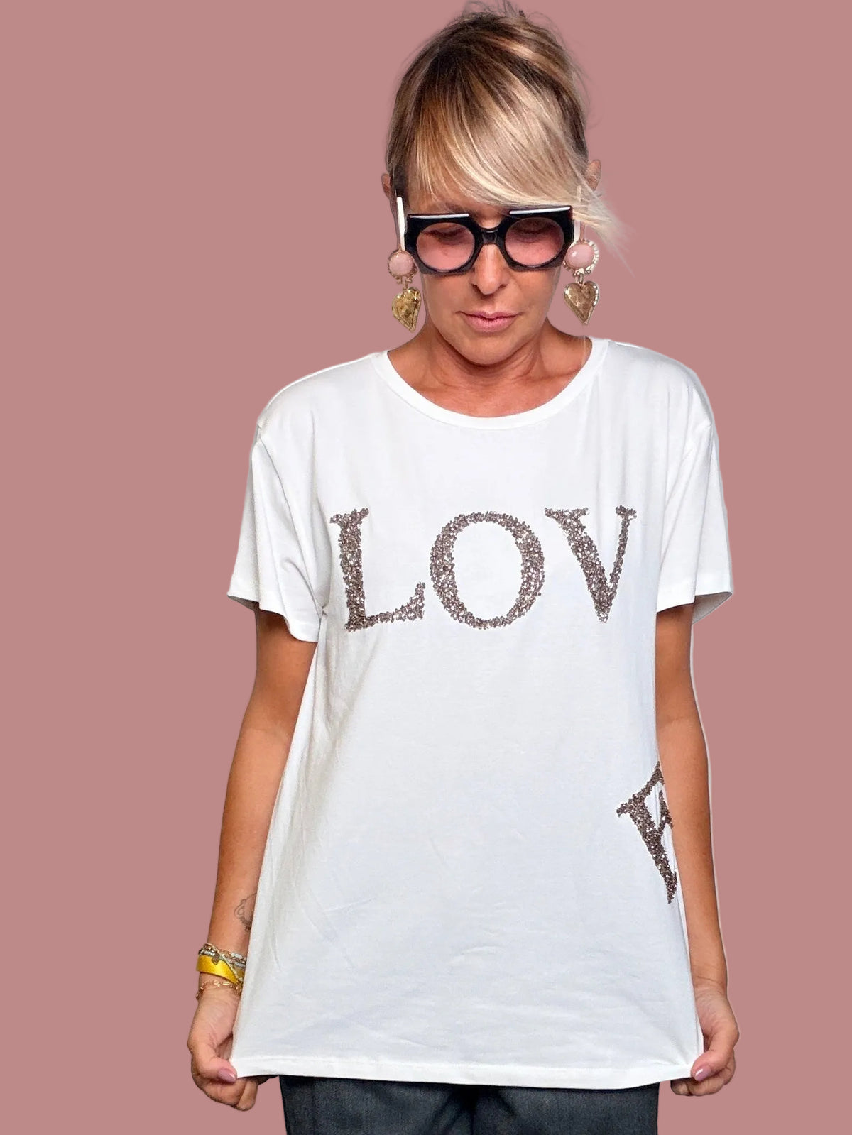 T-shirt Bianca Souvenir con Stampa Luminosa