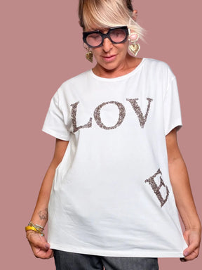 T-shirt Bianca Souvenir con Stampa Luminosa
