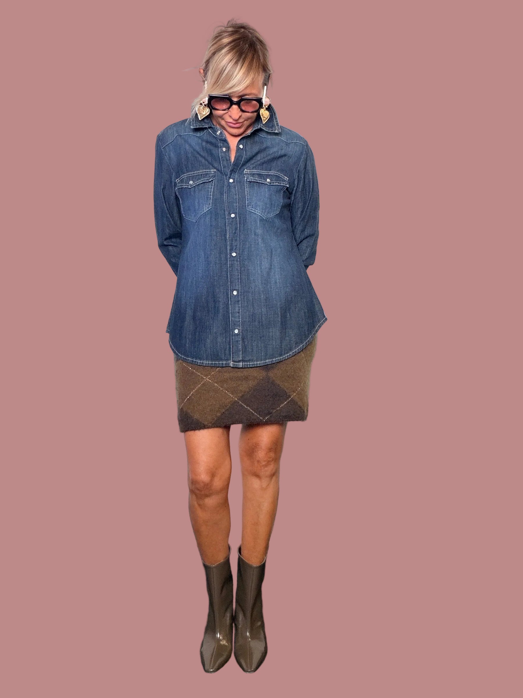 Camicia in denim con tasche frontali