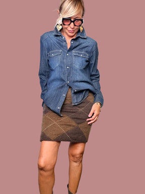Minigonna in maglia con motivo a rombi