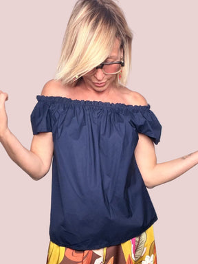 Camicia Off-Shoulder con Maniche a Palloncino