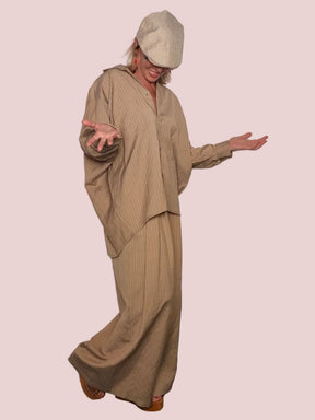 Camicia Oversize a Righe – Beige e Bianco