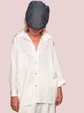 Camicia Oversize a Righe – Beige e Bianco