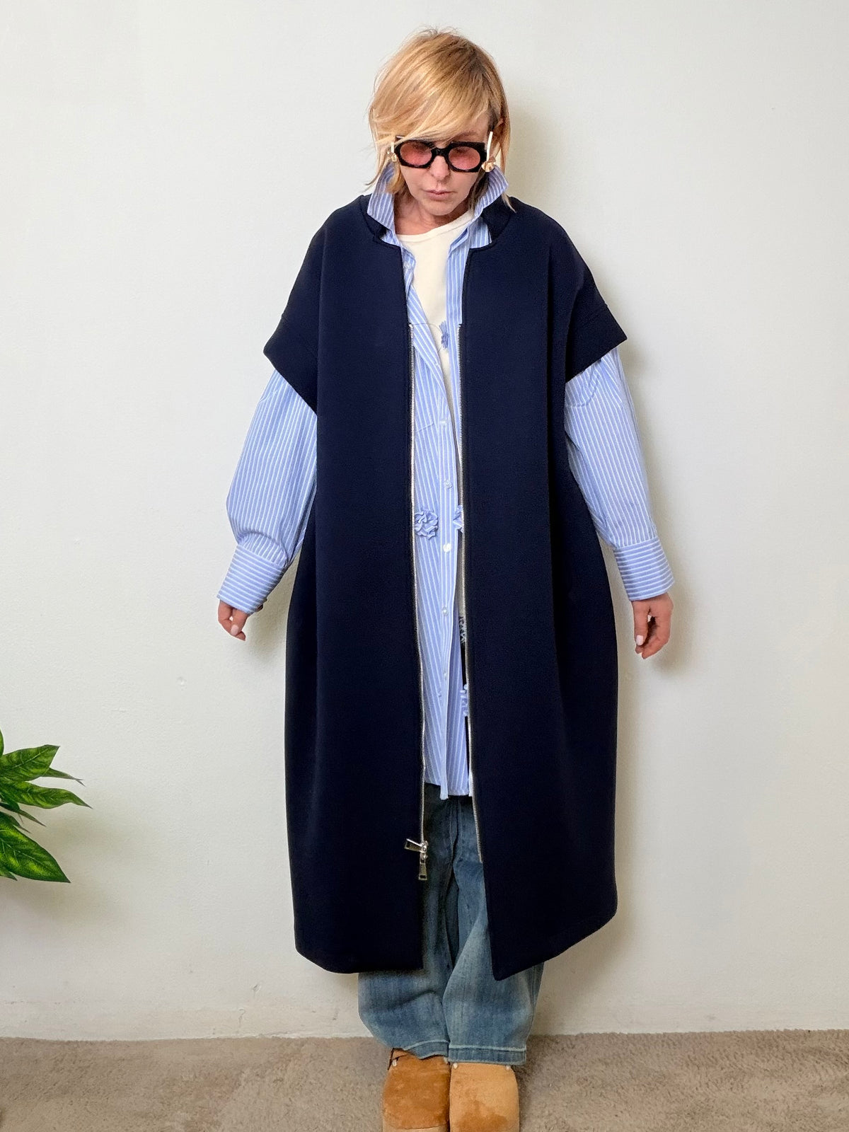 Giacca Lunga in Neoprene – Comfort Chic