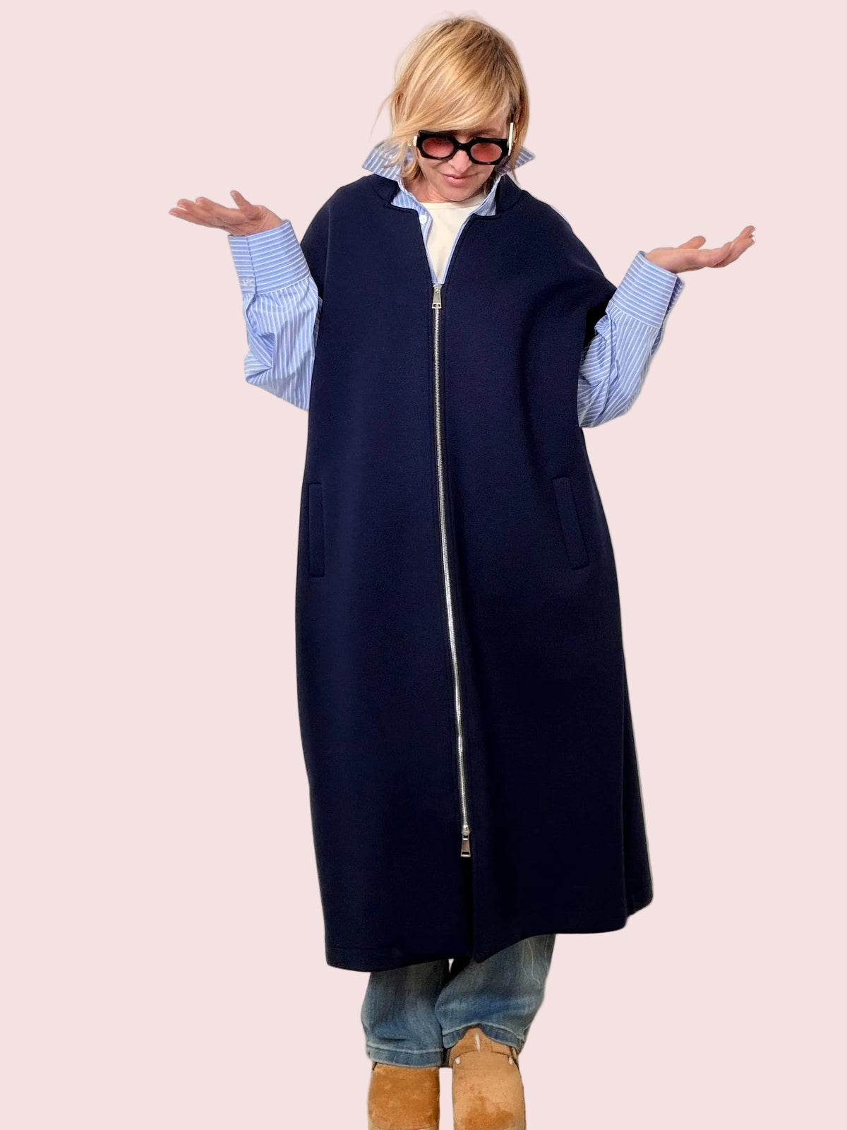 Giacca Lunga in Neoprene – Comfort Chic