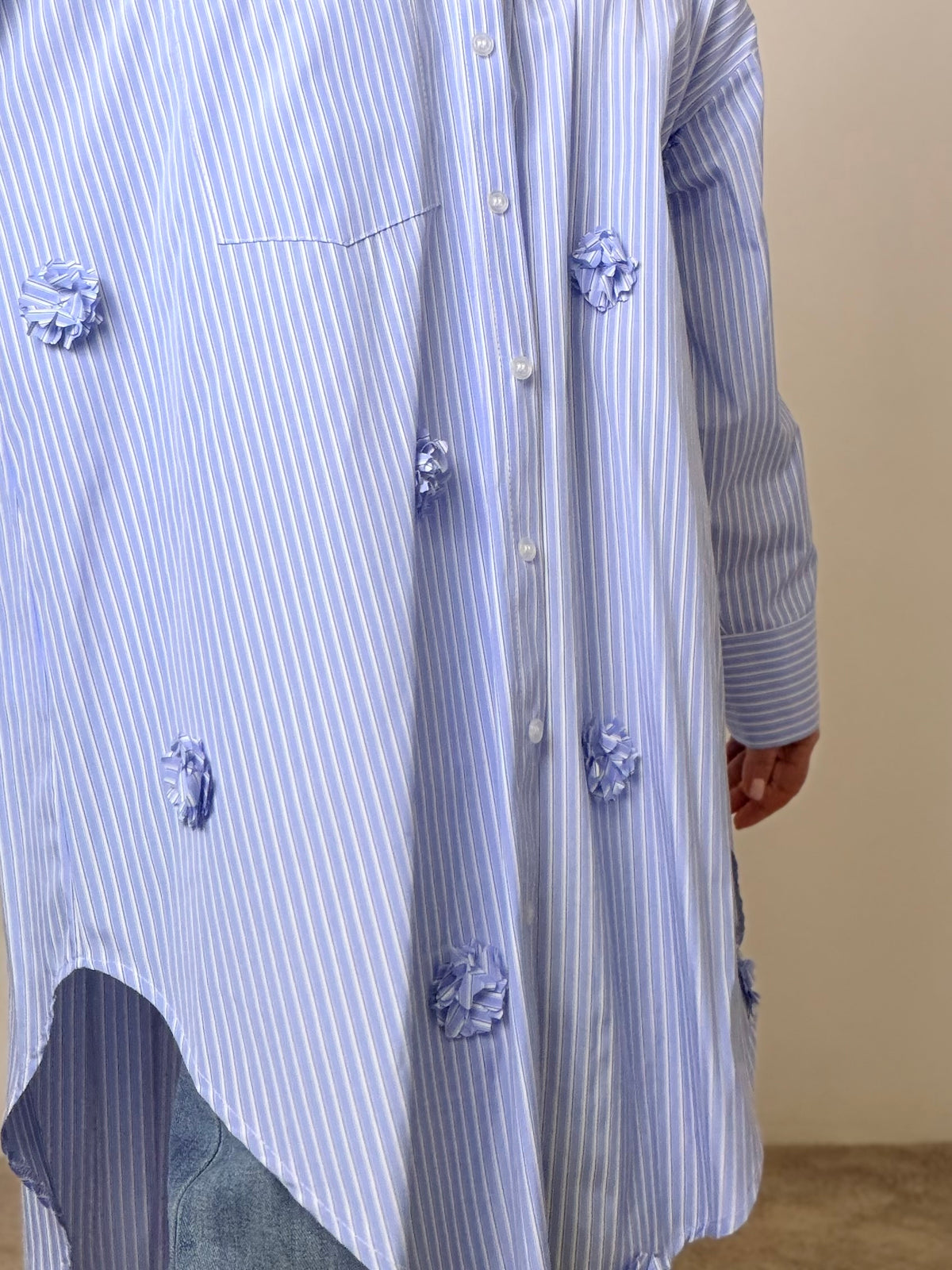 Camicia Over a Righe con Applicazioni – Cute Attitude