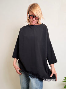 Maglia Over in Punto Milano con Pizzo – Chic Facile
