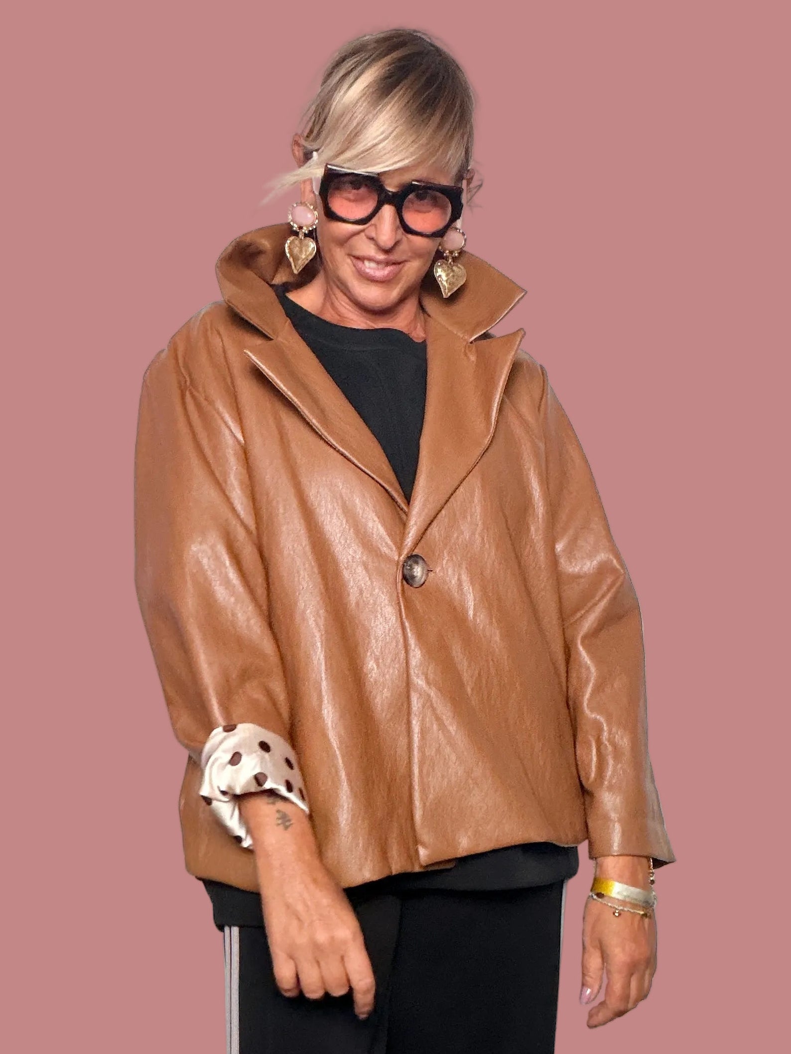 Giacca in Ecopelle Female con Revers Ampi