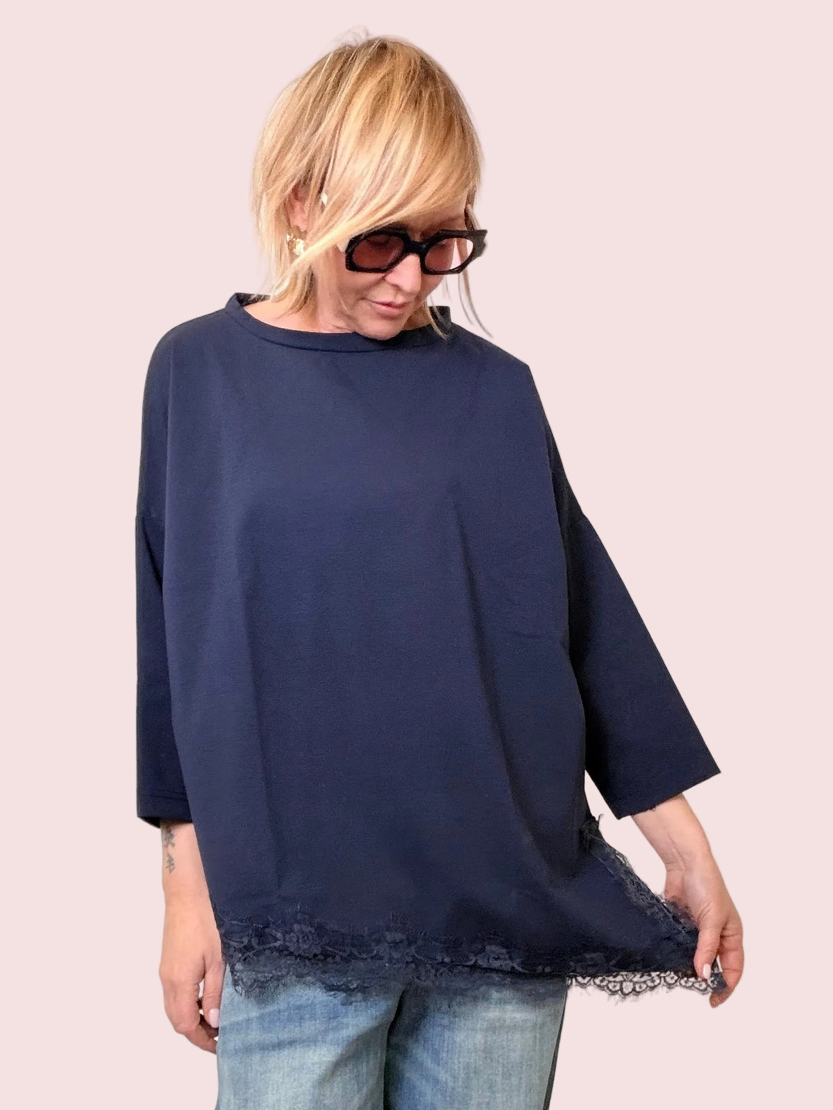Maglia Over in Punto Milano con Pizzo – Chic Facile