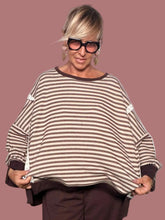Felpa a Righe Marrone e Beige con Dettagli a Contrasto
