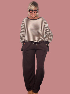 Pantalone Wide Leg con Coulisse in Felpa