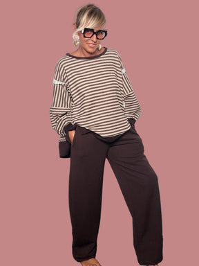 Pantalone Wide Leg con Coulisse in Felpa
