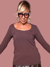 T-shirt a Righe Manica Lunga