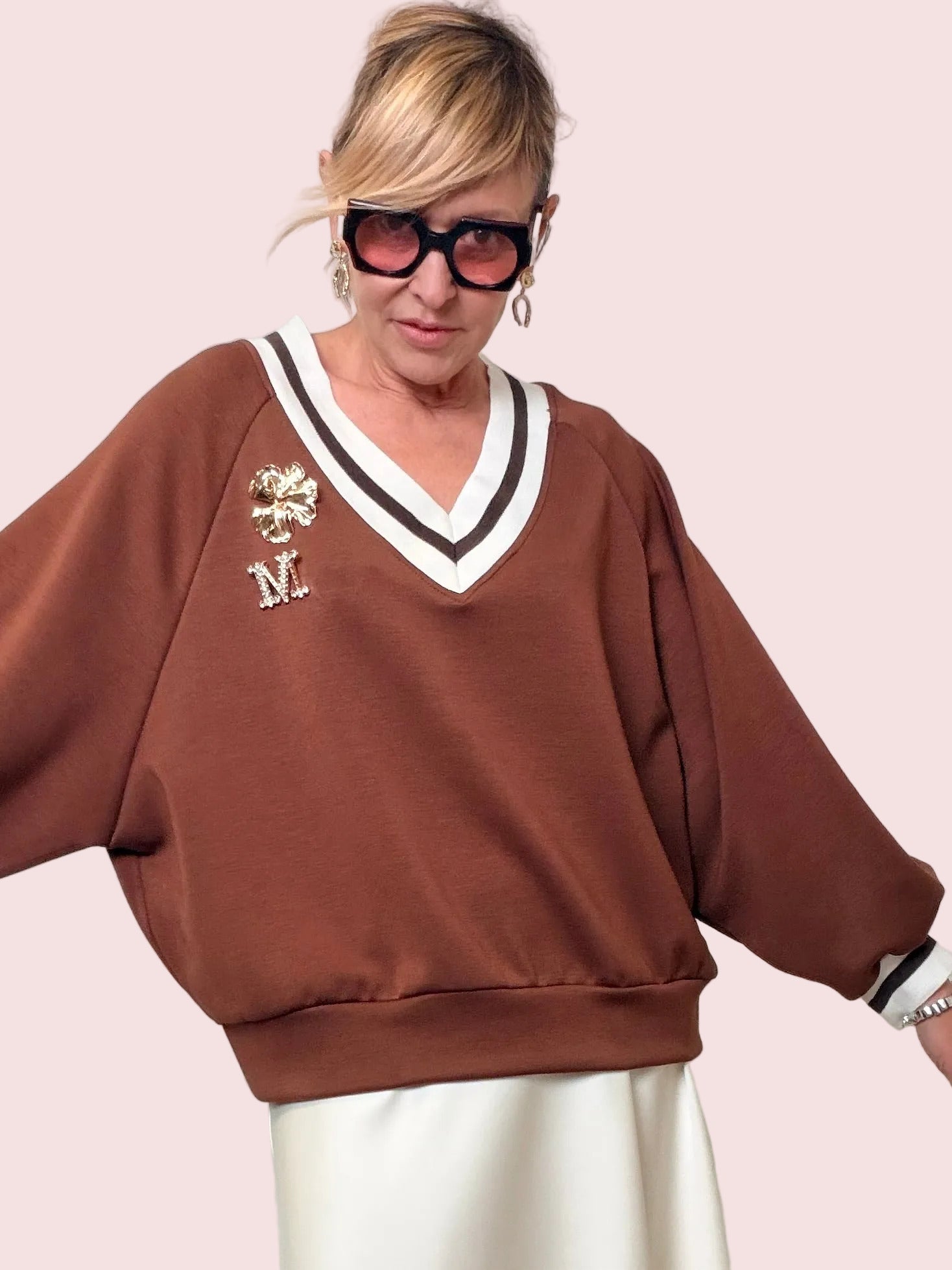 Felpa Chic con Scollo a V