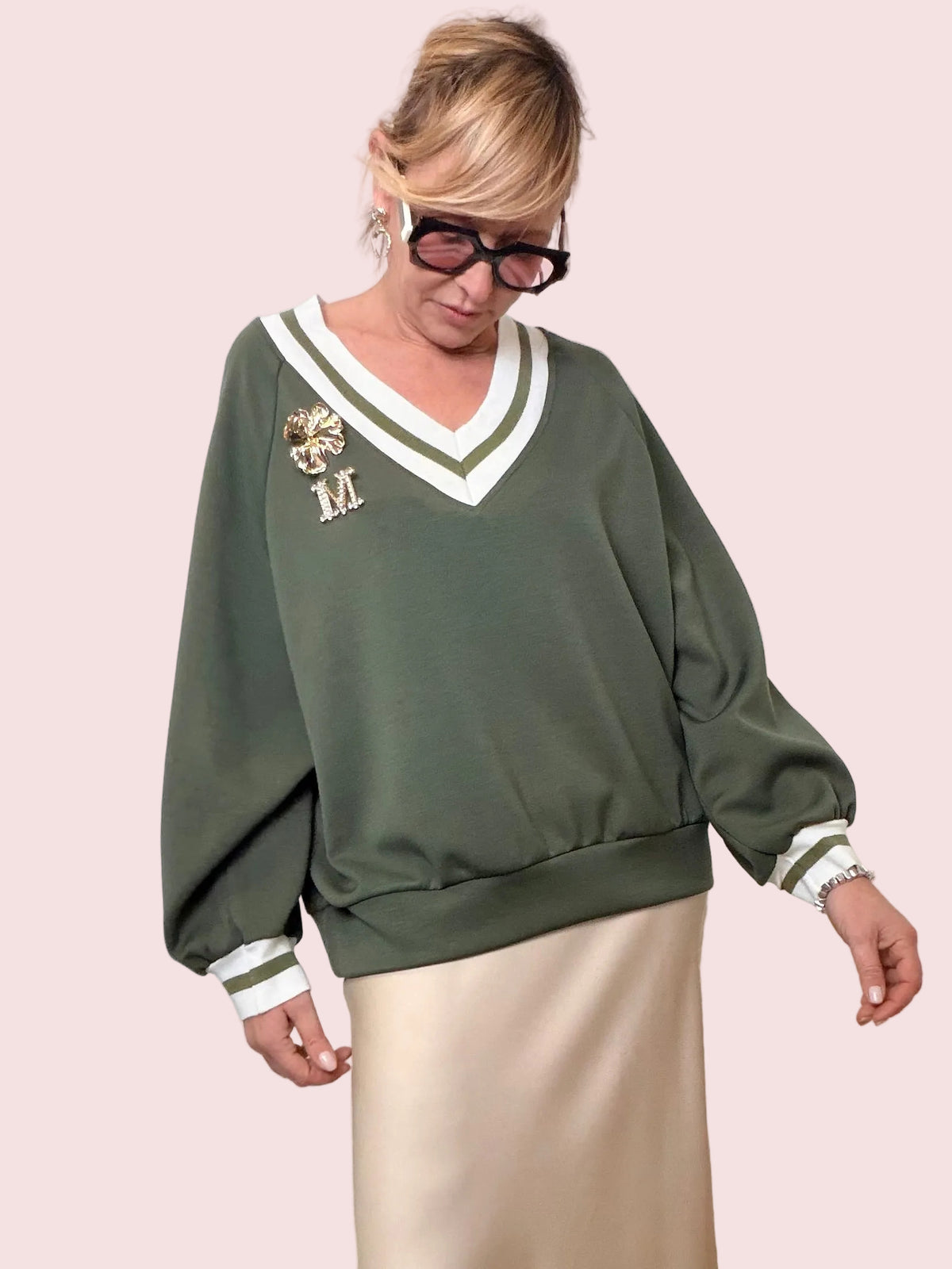 Felpa Chic con Scollo a V