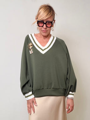 Felpa Chic con Scollo a V