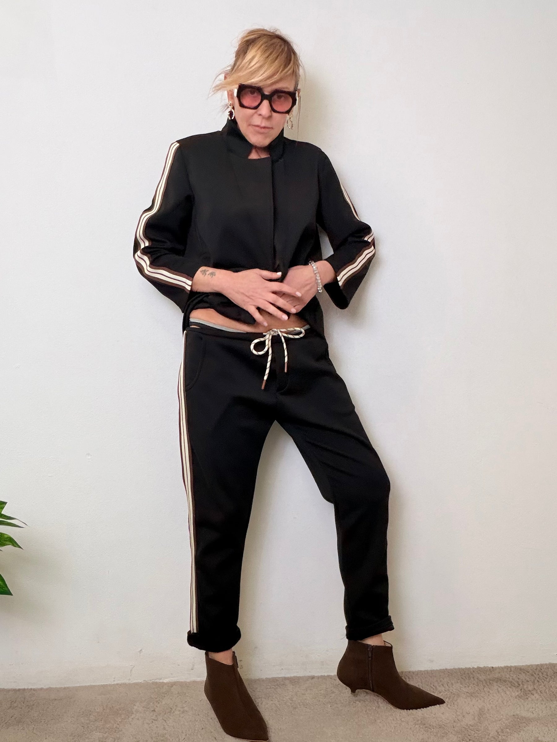 pantalone a sigaretta felpa simpatica e sintetica