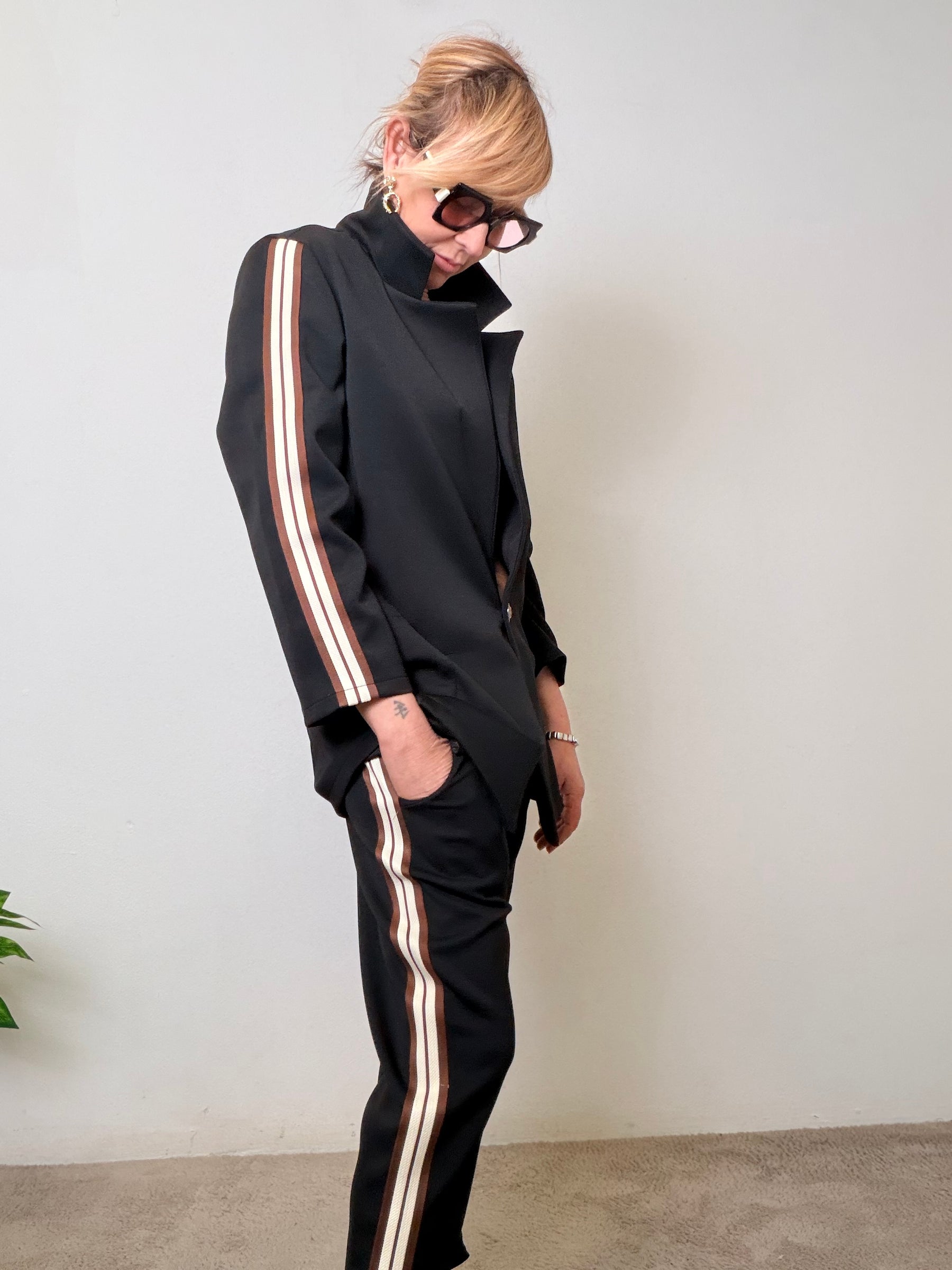 pantalone a sigaretta felpa simpatica e sintetica