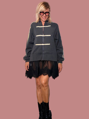 Maxi Felpa Abito con Tulle e Pizzo
