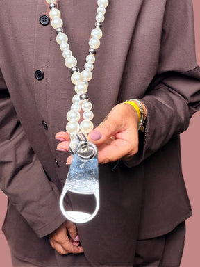 Collana lunga con perle e maxi pendente