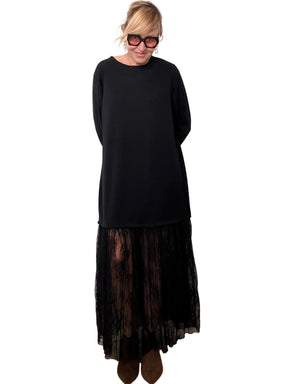 Abito Comfy Chic con Fondo in Pizzo