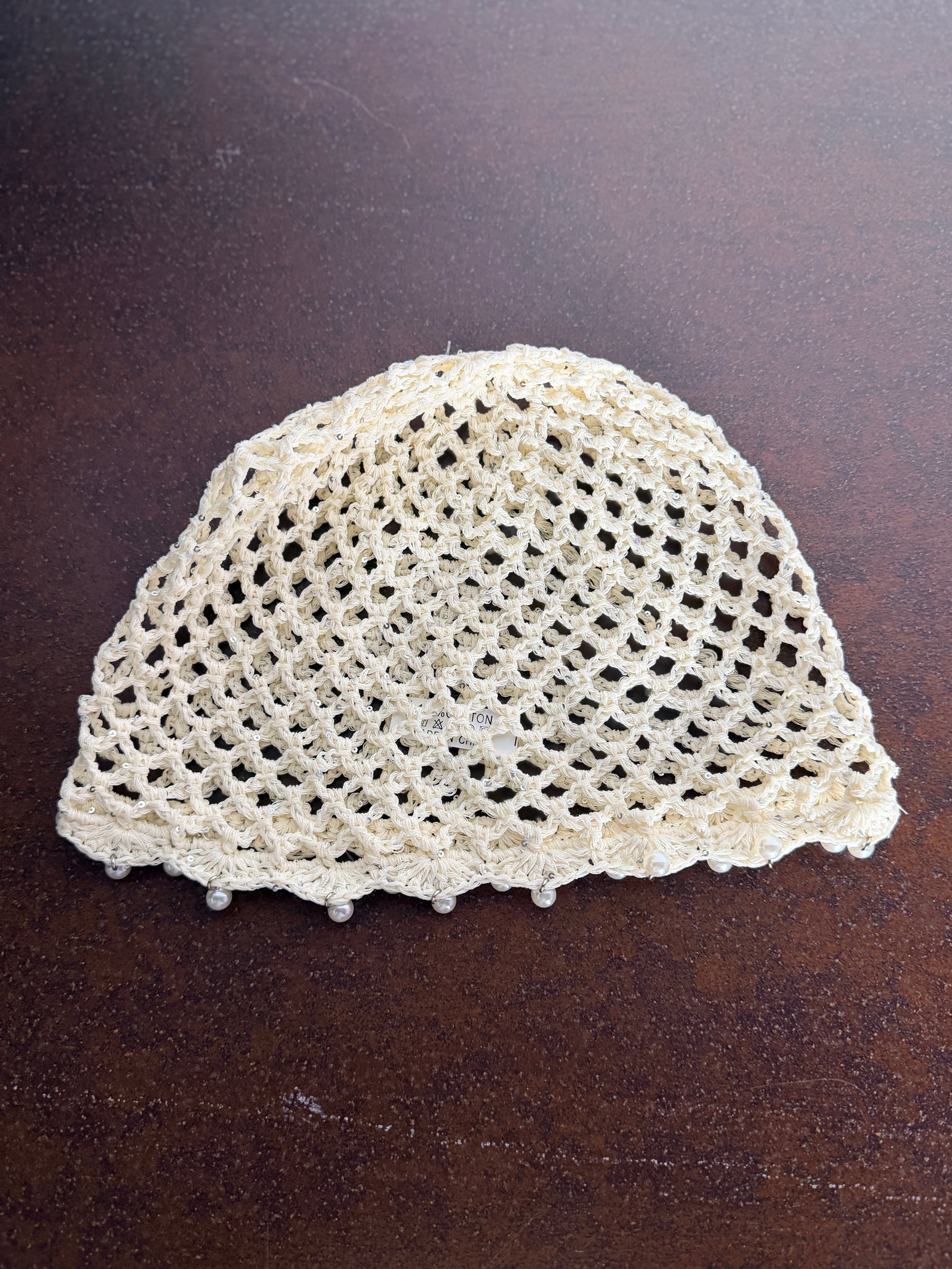 Cappello Cuffia Rete con Paillettes e Perle