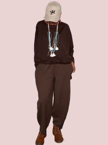 Pantalone Ovetto in Felpa Leggera Cotone Tinto in Capo