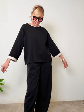 Felpa Over Black & White Chic