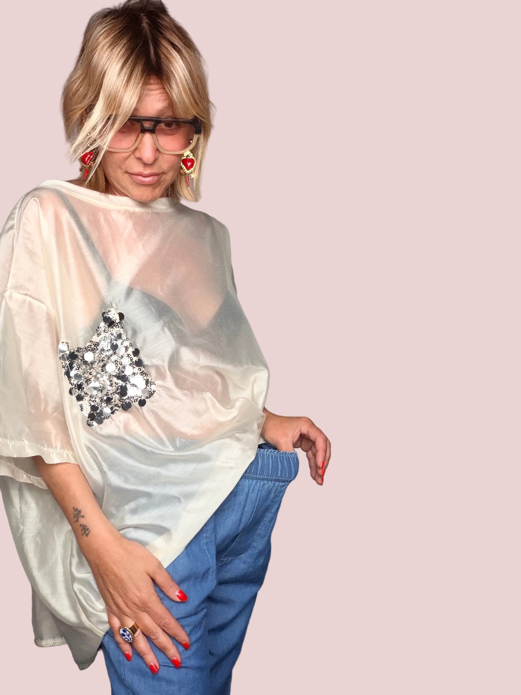 Jeans Balloon in Chambray con Elastico in Vita