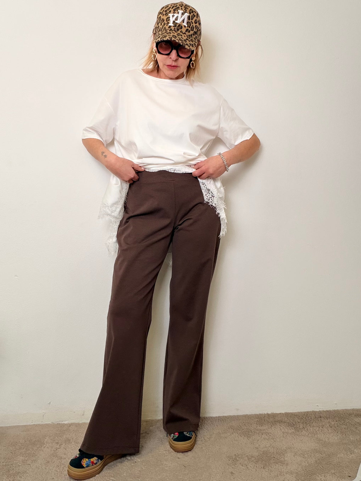 Pantalone Slim Flare in punto milano  Chic