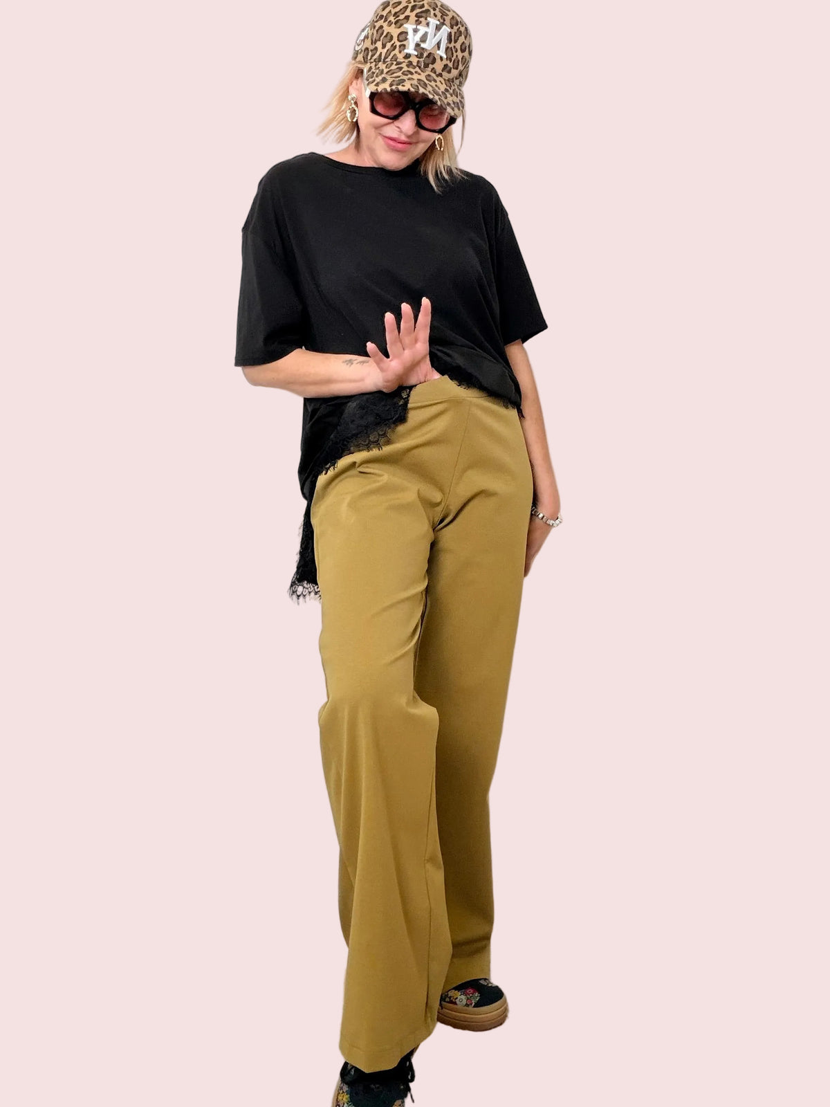 Pantalone Slim Flare in punto milano  Chic