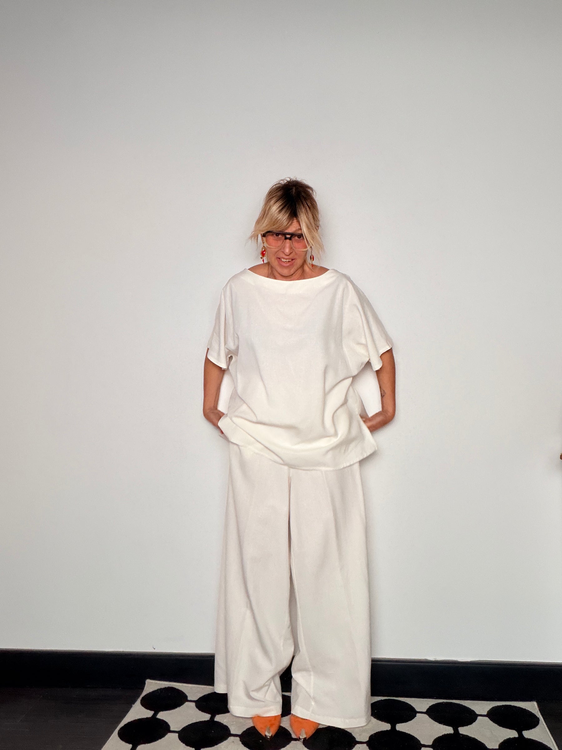 Completo Top Barchetta e Pantalone Palazzo Viscosa Lino