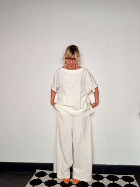 Completo Top Barchetta e Pantalone Palazzo Viscosa Lino