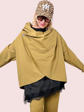 Giacca Over in punto milano incrociata con Collo Scultoreo