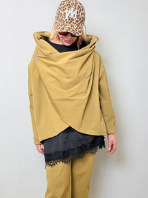 Giacca Over in punto milano incrociata con Collo Scultoreo