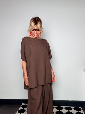 Completo Top Barchetta e Pantalone Palazzo Viscosa Lino