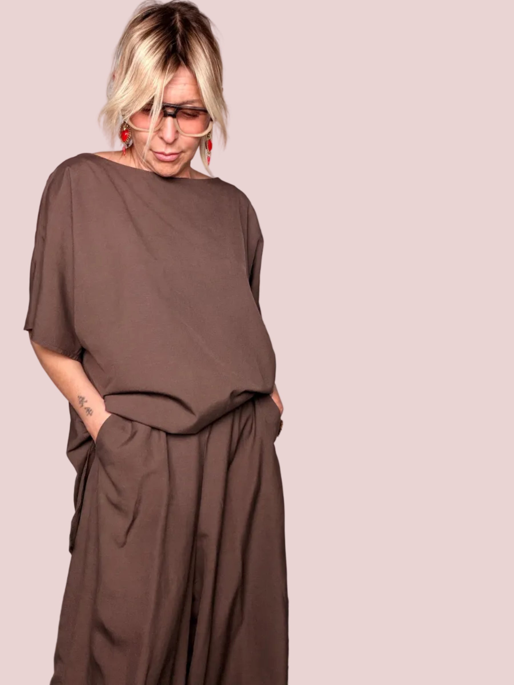 Completo Top Barchetta e Pantalone Palazzo Viscosa Lino