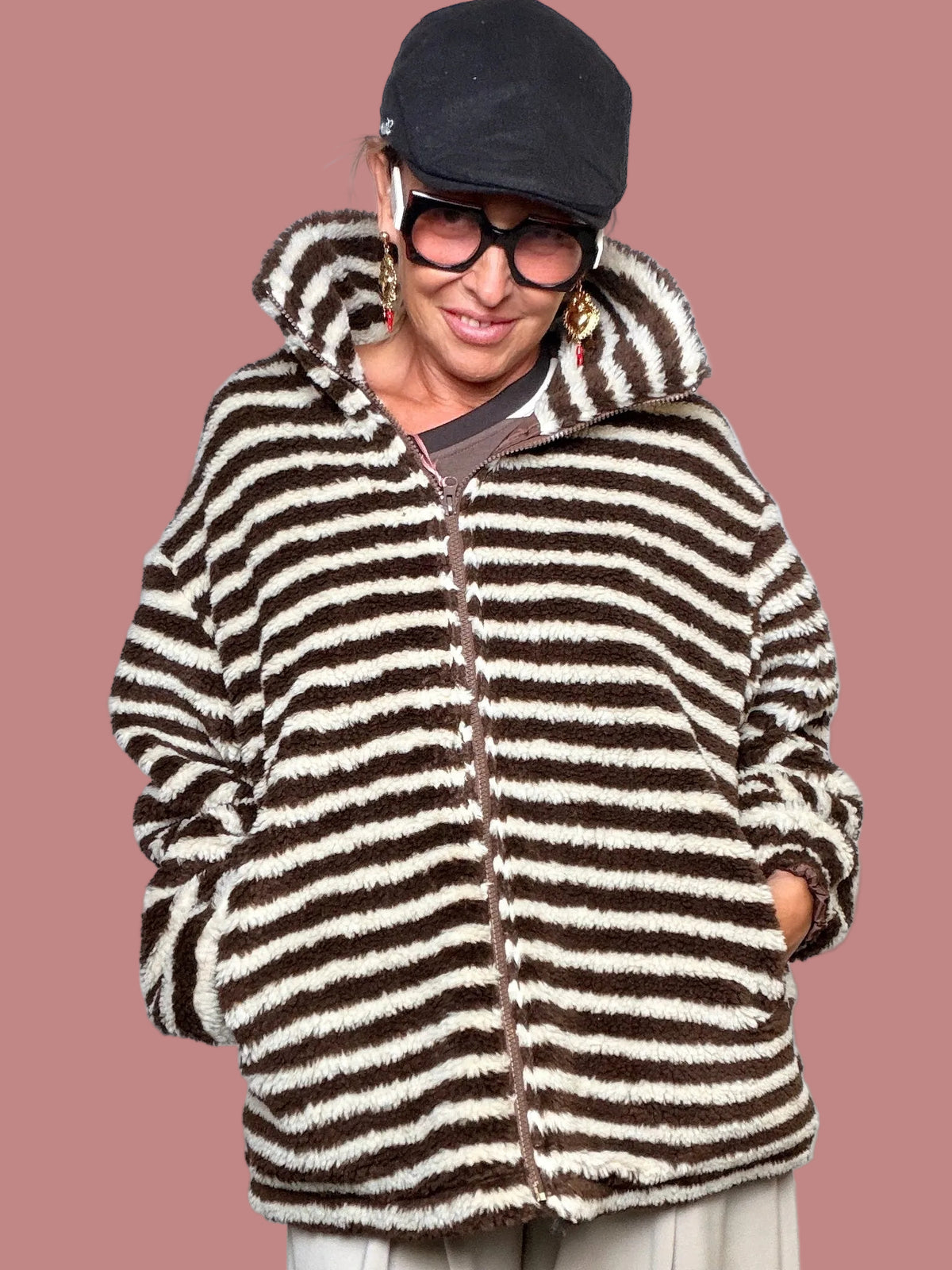 Teddy rigato con zip