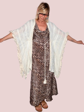 Kimono Maxi Sangallo e Volant Avorio