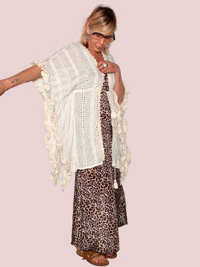 Kimono Maxi Sangallo e Volant Avorio