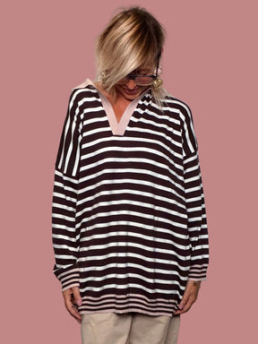Maglia Rigata Piombo e Rosa Cipria Susy Star
