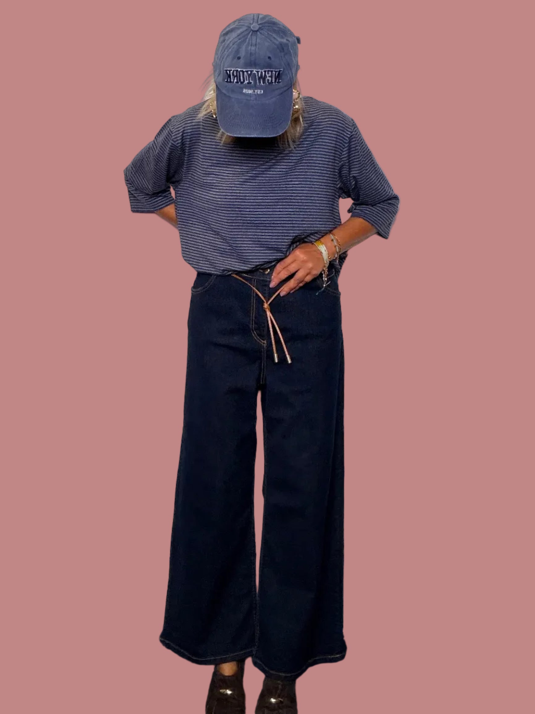 Jeans Over con Cintura in Cuoio