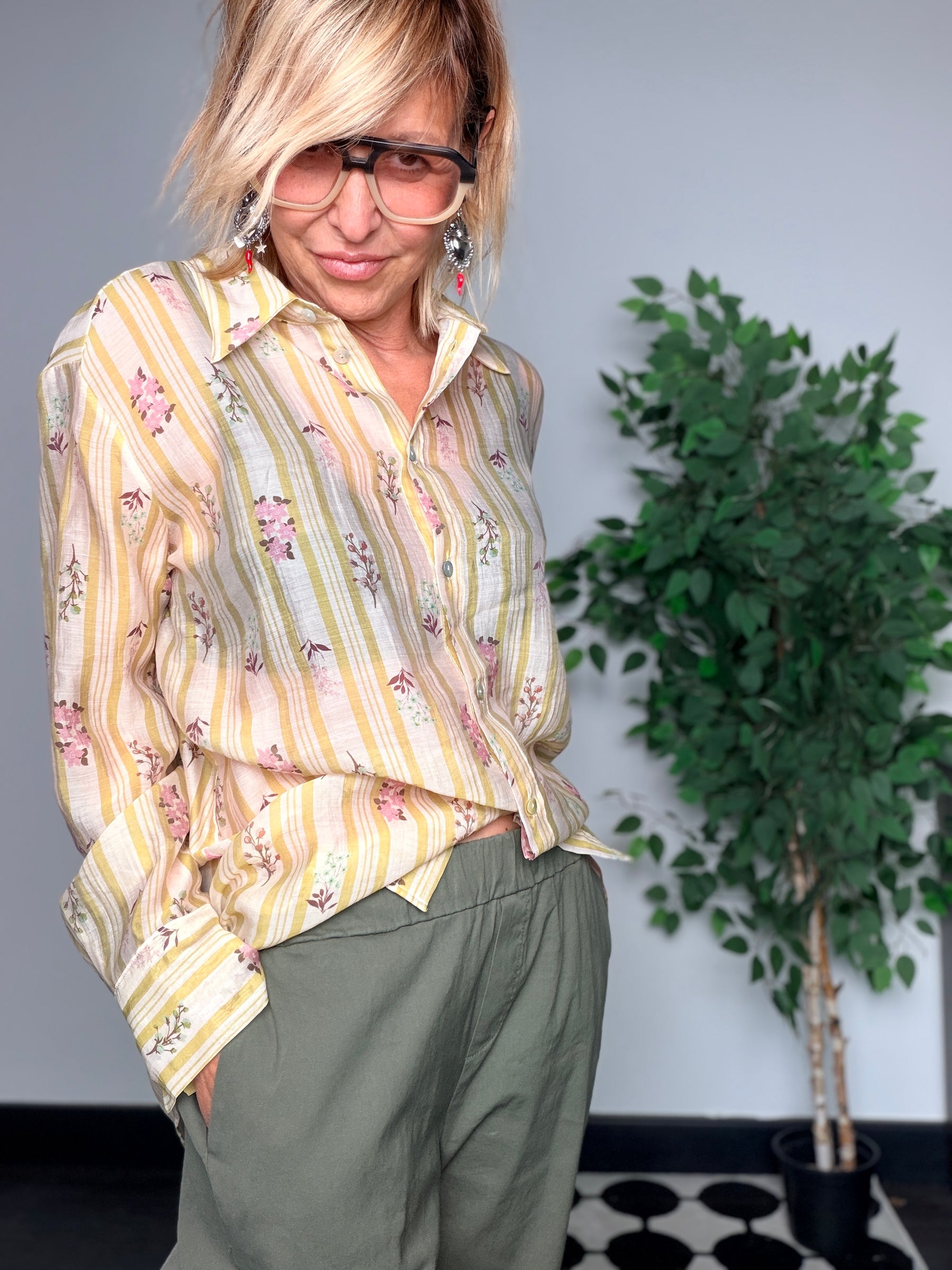 Pantalone Sigaretta Cotone con Pince Sartoriali