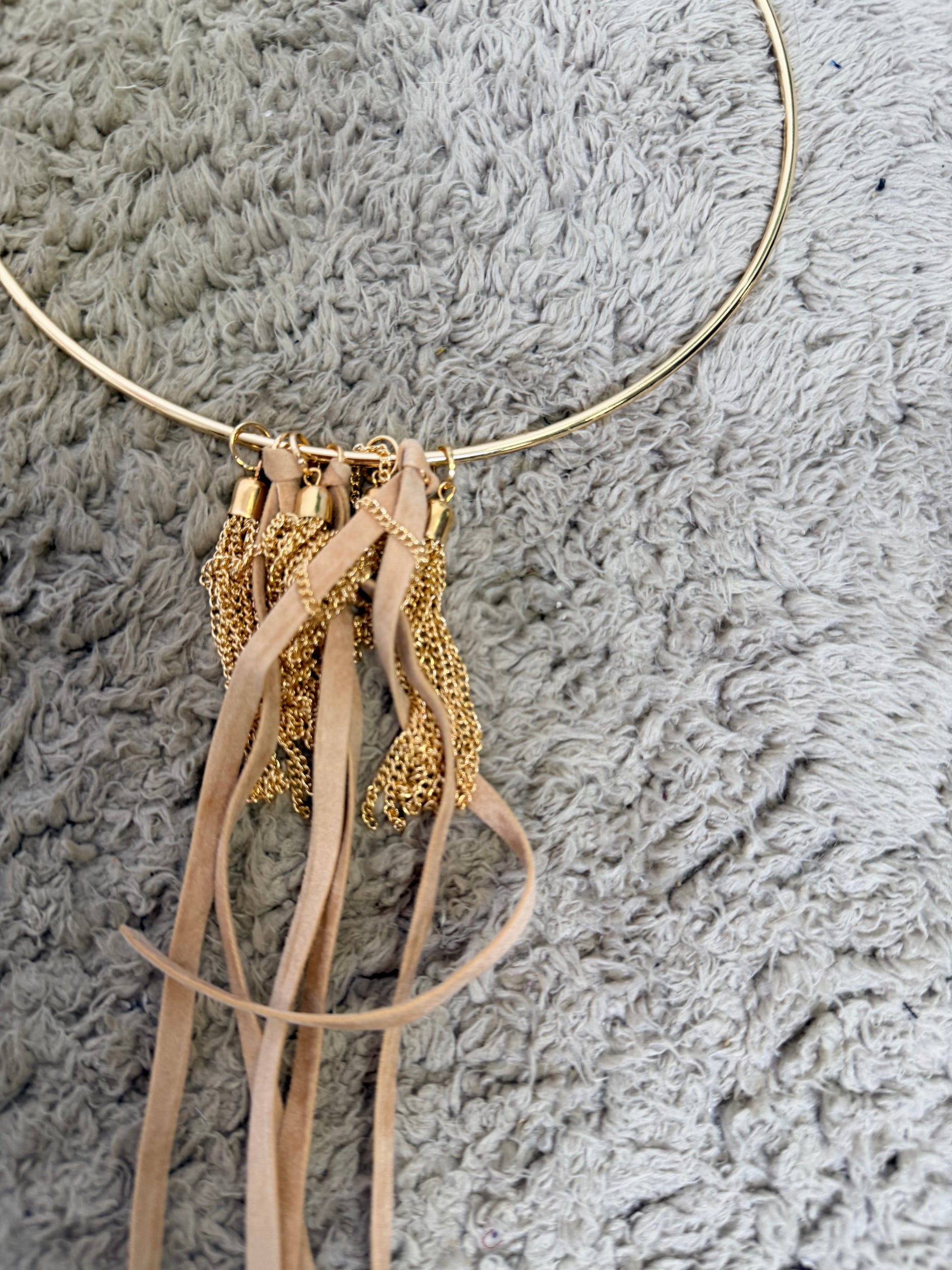 Collana choker gold con frange boho