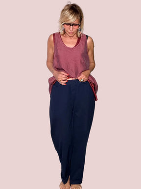 Pantalone Sigaretta Cotone con Pince Sartoriali