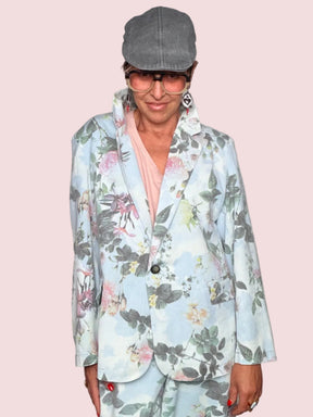 Blazer Floreale Romantico Azzurro