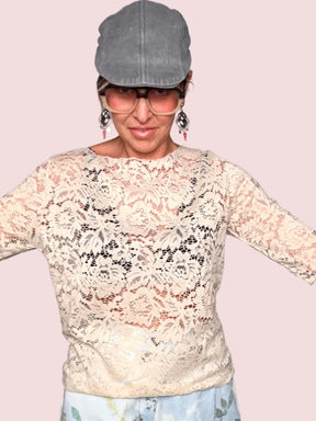 Maglia in Pizzo con Maniche Lunghe