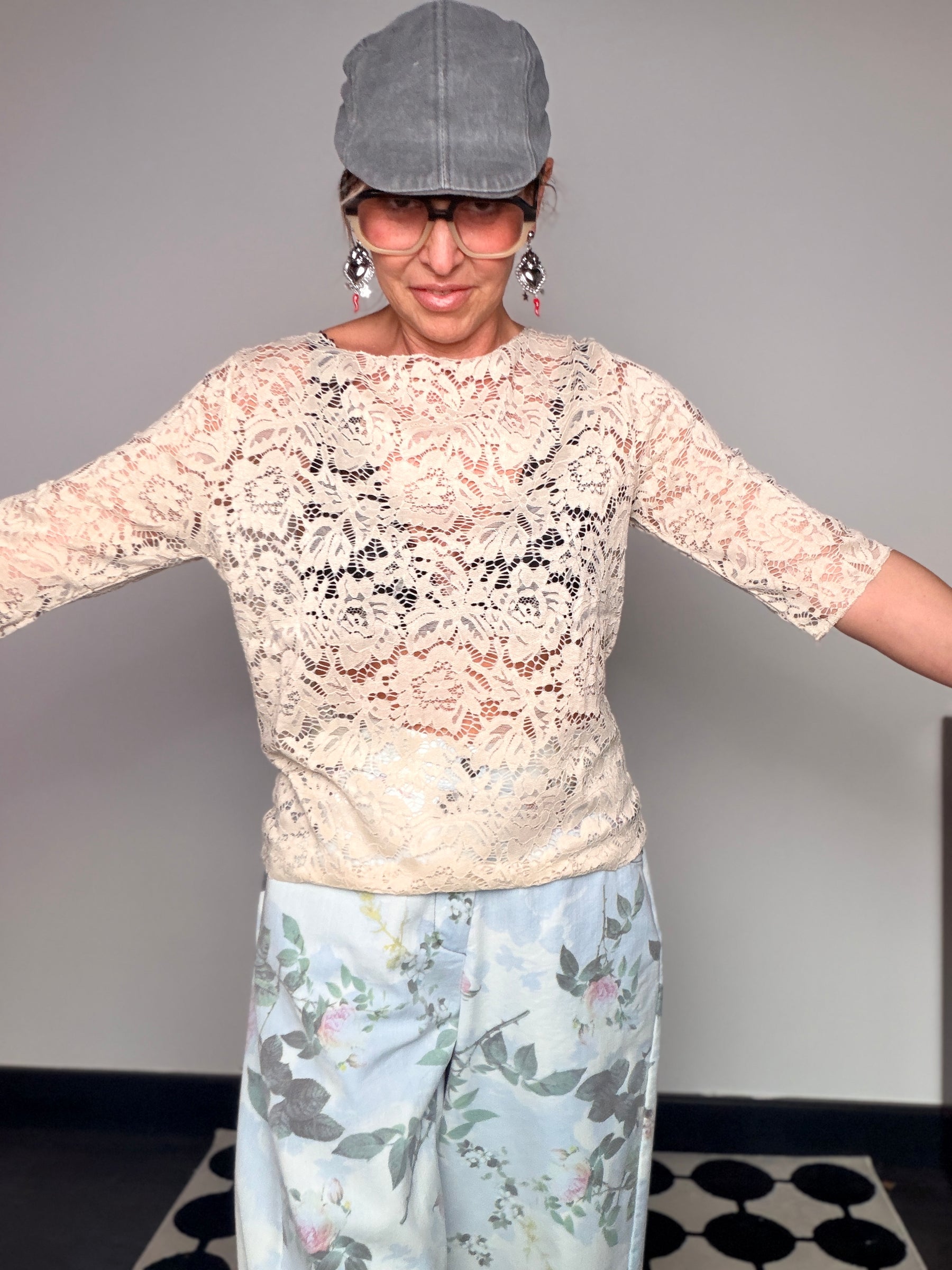 Maglia in Pizzo con Maniche Lunghe