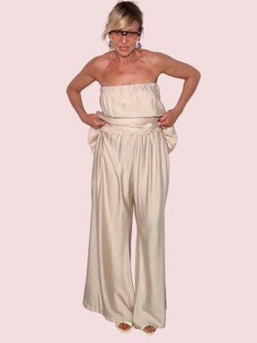 Set Due Pezzi Bustier e Pantalone Palazzo Fluido