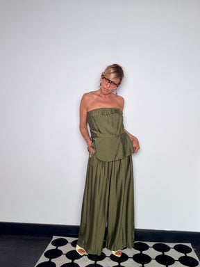 Set Due Pezzi Bustier e Pantalone Palazzo Fluido
